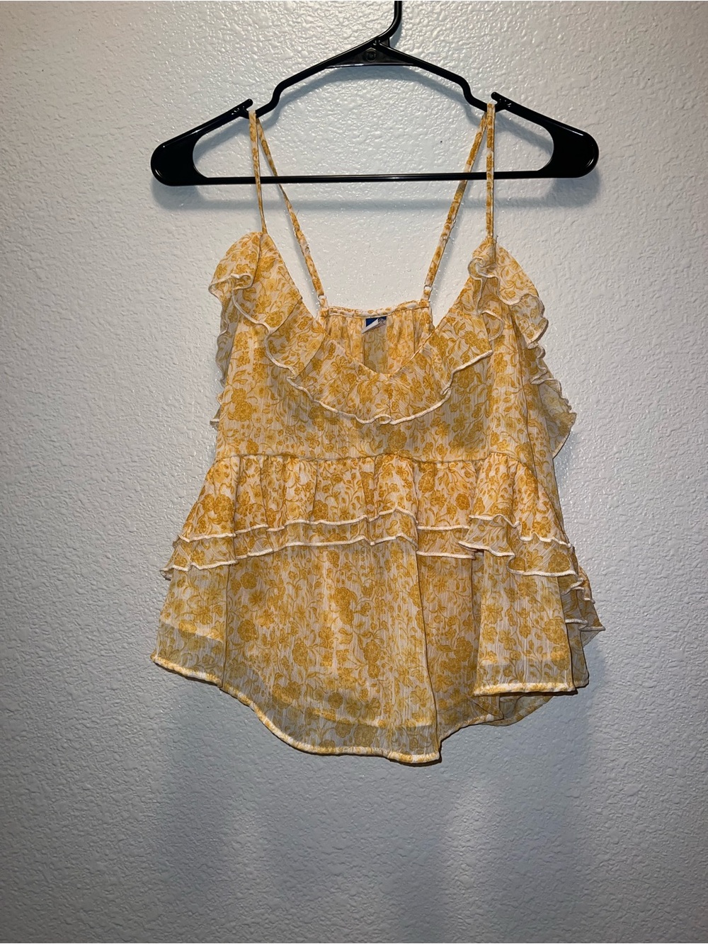 Yellow Ruffle Camisole Tank Top - Women